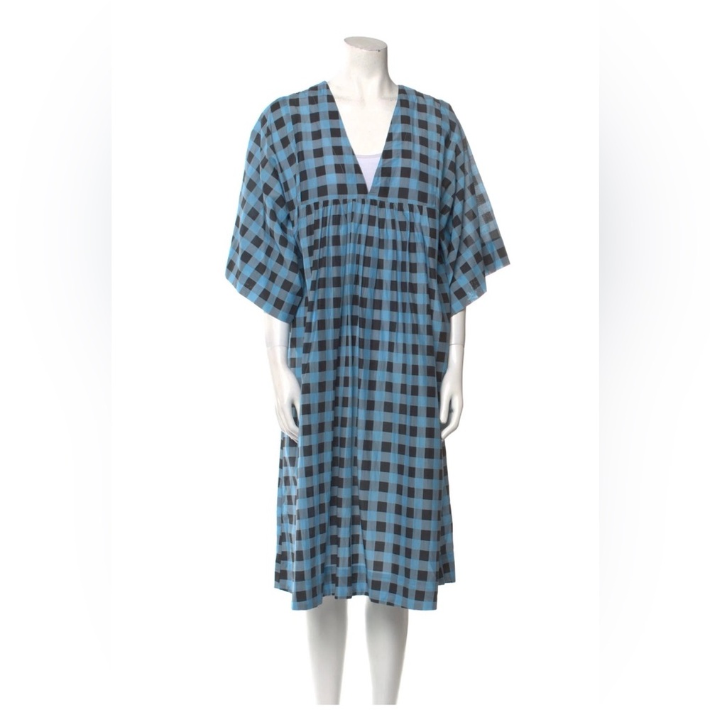 GANNI - Dress -Alaskan Blue - Gingham Checkered - Silk - pockets